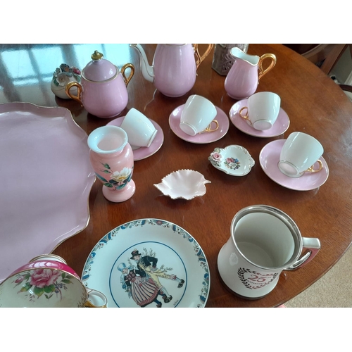 299 - Array of decorative china : posies, blue and white, early 20th century coffee ware etc.