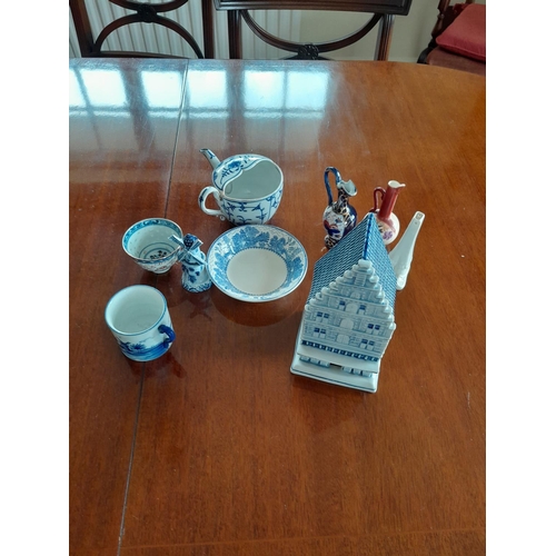 299 - Array of decorative china : posies, blue and white, early 20th century coffee ware etc.