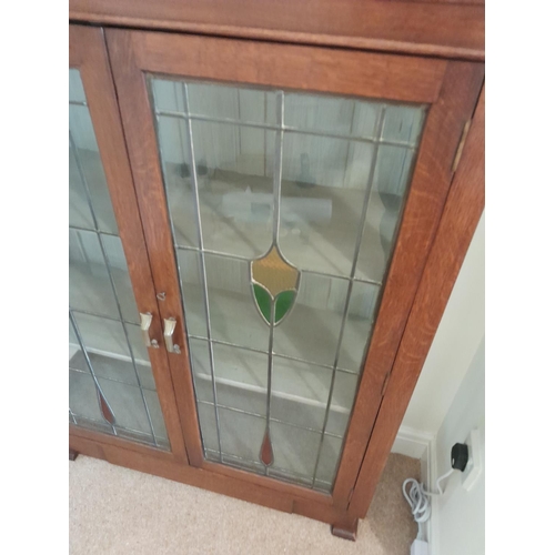 304 - Early 20th century oak glazed display cabinet