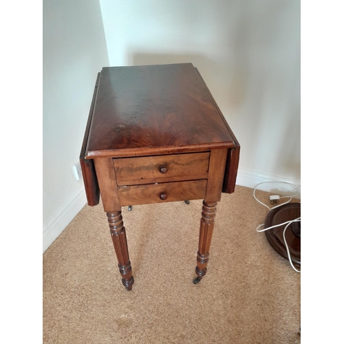 310 - 19th century mahogany lap Pembroke / work table 53 cms x 73 cms x 35 cms wide with leaves open total... 