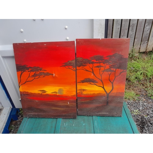 451 - Pair of oils on canvas African scenes