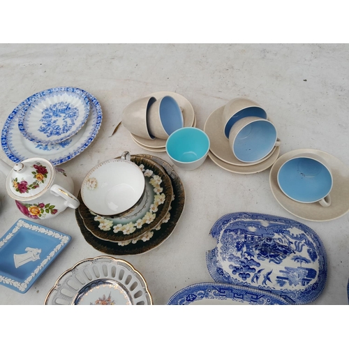 1A - Assorted blue and white china, Poole Pottery part coffee set