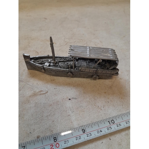 94 - Solid pewter boat, 2 x wristwatches and silver top nail buffer