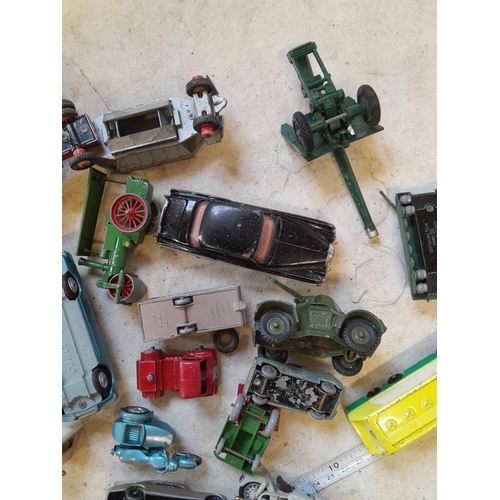 111 - Assorted play worn die cast toy cars : Lesney, Corgi, Dinky