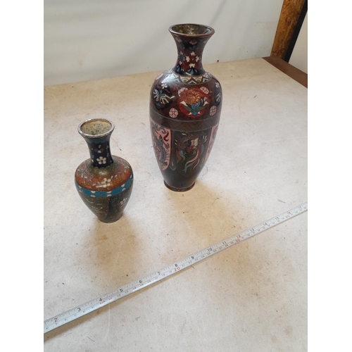 150 - 2 x Japanese Meiji period cloisonne vases, note damage to one