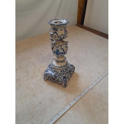 151 - 19th century Delft candlestick, restoration to foot