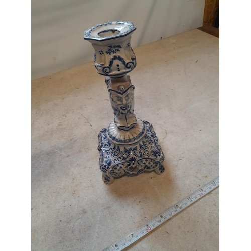 151 - 19th century Delft candlestick, restoration to foot