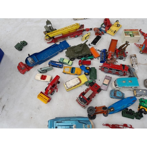 156 - Nice array of vintage die cast toy cars : Dinky, Corgi, Spot On and others all in play worn conditio... 