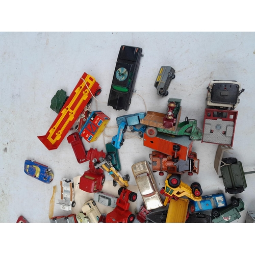 157 - Nice array of vintage die cast toy cars : Dinky, Corgi, Spot On and others all in play worn conditio... 