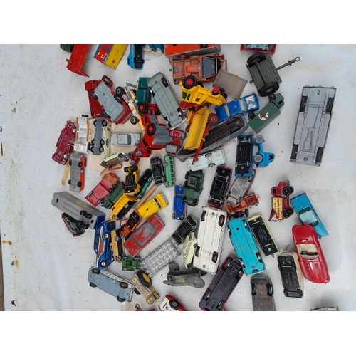 157 - Nice array of vintage die cast toy cars : Dinky, Corgi, Spot On and others all in play worn conditio... 