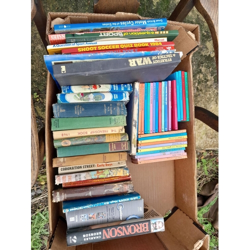 160 - Three boxes of assorted books and magazines, childrens and others