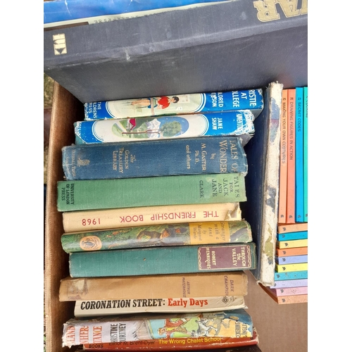 160 - Three boxes of assorted books and magazines, childrens and others