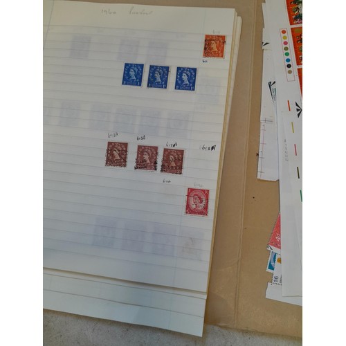 175 - Stamps : Folder of unmounted mint GB Commemorative stamps as part sheets and blocks, from 1960s and ... 