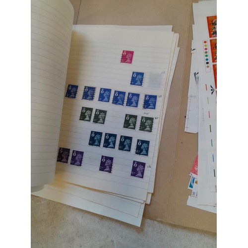 175 - Stamps : Folder of unmounted mint GB Commemorative stamps as part sheets and blocks, from 1960s and ... 