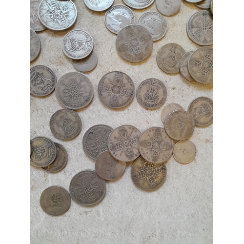 176 - Coins : Approx 550 g of pre 1947 silver coins all from circ.,  condition varies