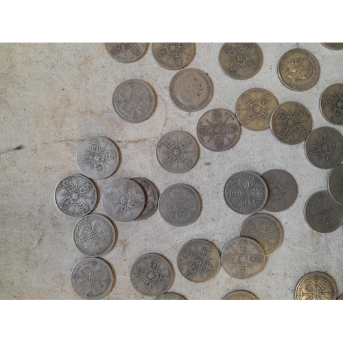 186 - Coins : Approx 550 g of pre 1947 silver coins all from circ.,  condition varies