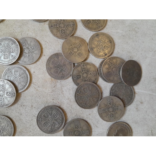 186 - Coins : Approx 550 g of pre 1947 silver coins all from circ.,  condition varies