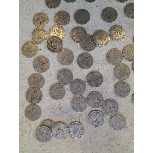 188 - Coins : Approx 550 g of pre 1947 silver coins all from circ.,  condition varies