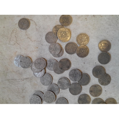 191 - Coins : Approx 550 g of pre 1947 silver coins all from circ.,  condition varies