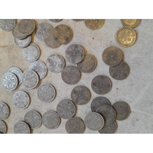 191 - Coins : Approx 550 g of pre 1947 silver coins all from circ.,  condition varies