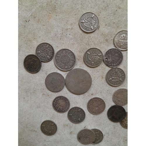 201 - 26 x silver Threepences sometimes pre 1920 and other silver coins, condition varies, some drilled et... 