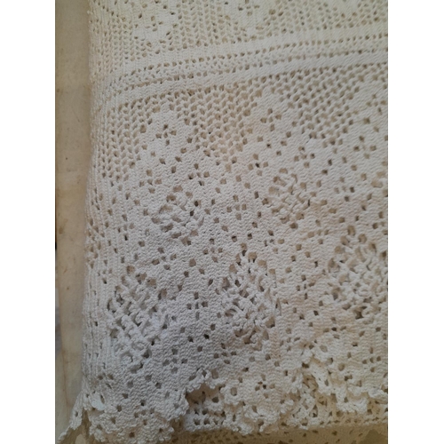 225 - Large vintage crochet work  double size bed spread 220 cms x 180 cms