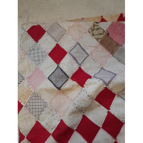 228 - Textiles : Vintage patchwork panel (not lined) 210 cms x 240 cms, one small tear