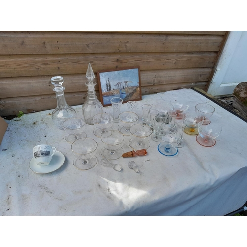 234 - Varied array of china and glass, decanters & stoppers