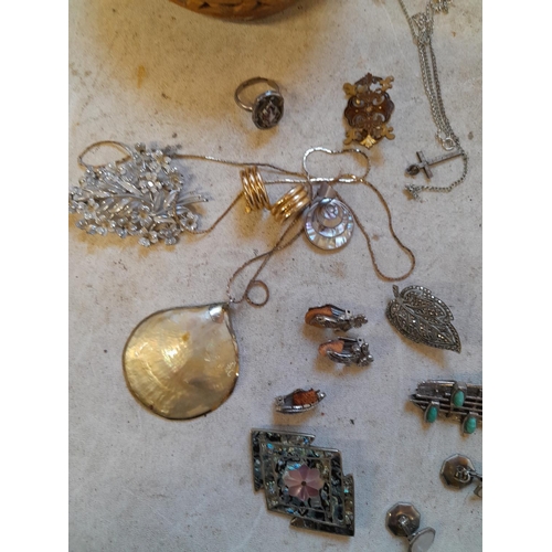 237 - Assorted costume jewellery , some silver included