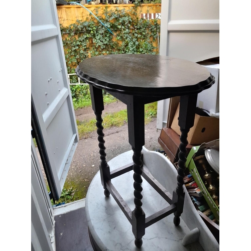 248 - Vintage oak barley twist side table and folding table