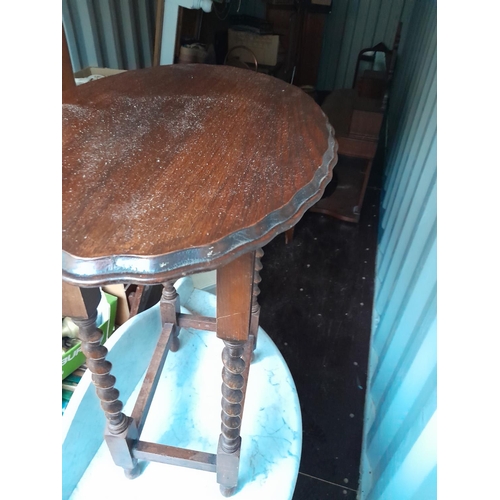 248 - Vintage oak barley twist side table and folding table