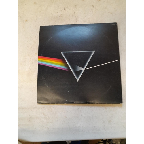 276 - 2 x vinyl record album : Pink Floyd Dark Side with 2 x stickers & 2 x posters, good condition, needs... 