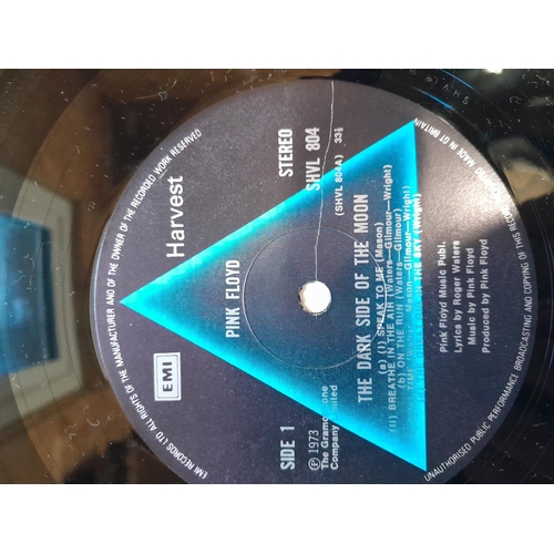 276 - 2 x vinyl record album : Pink Floyd Dark Side with 2 x stickers & 2 x posters, good condition, needs... 