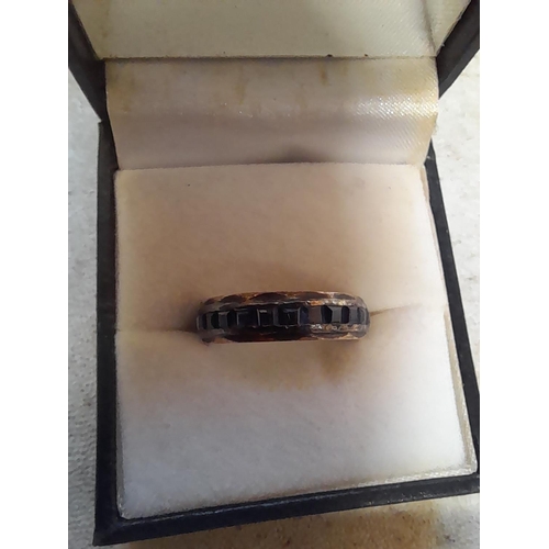 381 - Unmarked but tested 9 ct gold and sapphire eternity ring size K/L 2.9 g