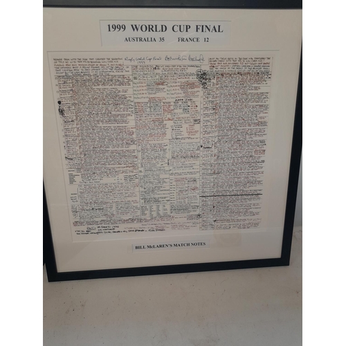 585 - Bill McLaren's Match Notes 1999 Rugby World Cup Final print