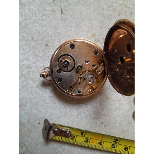 2 - Early 20th century in 14 KT gold outer case and  gold plated inner, pocket watch with presentation b... 