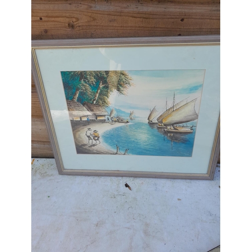 22 - 20th century South East Asian Watercolour by J Secnnes ?