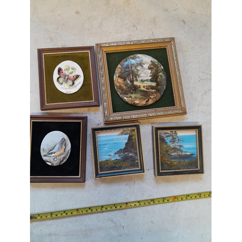 26 - 2 x miniature oils on panel, Channel islands by Pamela Dorey & 2 x oils on Worcester panels by known... 