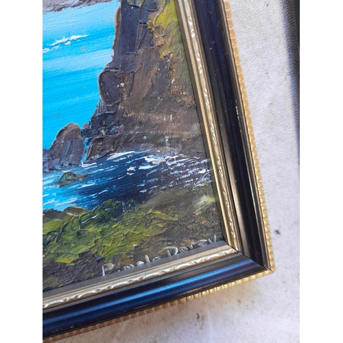 26 - 2 x miniature oils on panel, Channel islands by Pamela Dorey & 2 x oils on Worcester panels by known... 