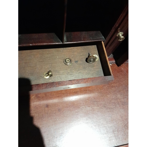 736 - Georgian fully fitted mahogany bureau with later Edwardian inlay, oak lined drawers