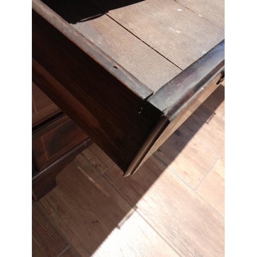 736 - Georgian fully fitted mahogany bureau with later Edwardian inlay, oak lined drawers