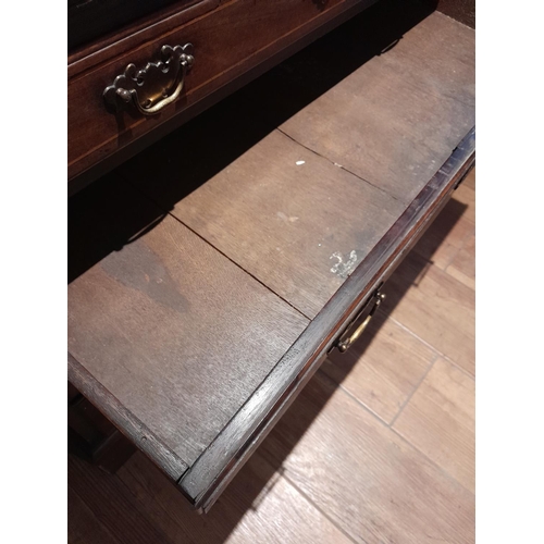 736 - Georgian fully fitted mahogany bureau with later Edwardian inlay, oak lined drawers