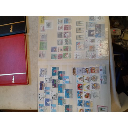 64 - Stamps 6 x sparsely filled mint and used stamps of the world mounted loosely on sheets in stock book... 