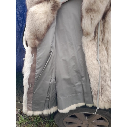 78 - Vintage silver fox fur coat with silk liner