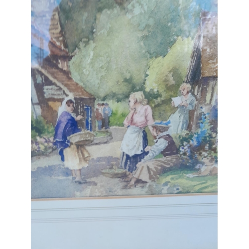 87 - E Richard Sturgeon (1920-1999) watercolour of Children Playing in village street, F&G Provenance pai... 