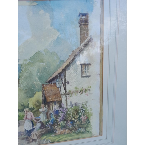 87 - E Richard Sturgeon (1920-1999) watercolour of Children Playing in village street, F&G Provenance pai... 