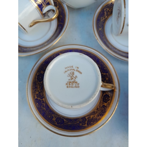 90 - Decorative china : Blue white and gilt coffee set, Spode plate etc.