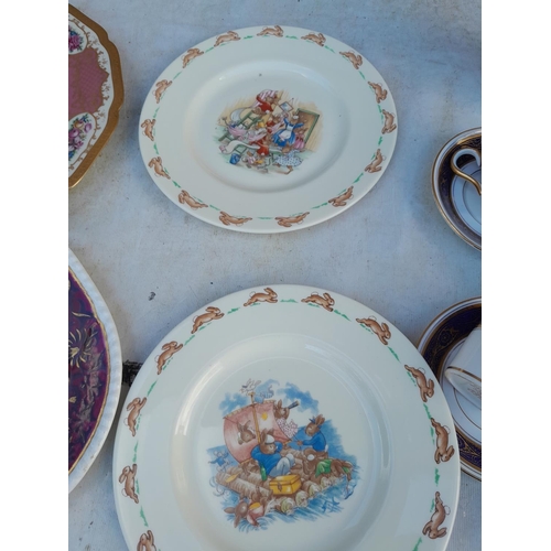 90 - Decorative china : Blue white and gilt coffee set, Spode plate etc.