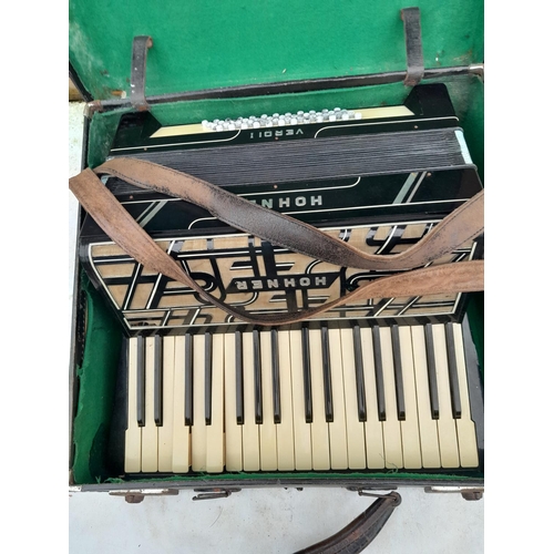 168 - Vintage Hohner Verdi piano accordion in case,