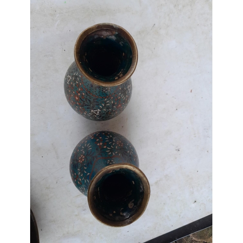 189 - Pair of Japanese Meiji Period cloisonne vases